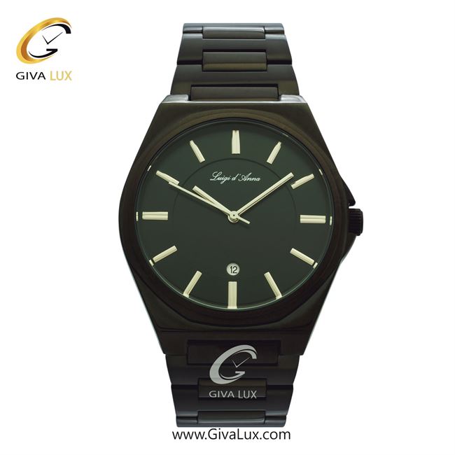 ساعت مچی اورجینال مردانه LdA | لوئیجی د آنا | Luigi d'Ana مشکی | مشکی| سبز یشمی تیره| کد رفرنس 2440